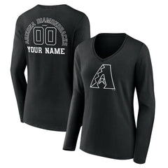 Arizona Diamondbacks Women's Monochrome Personalized Name & Number Long Sleeve V-Neck T-Shirt Near Me