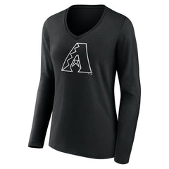 Arizona Diamondbacks Women's Monochrome Personalized Name & Number Long Sleeve V-Neck T-Shirt Near Me