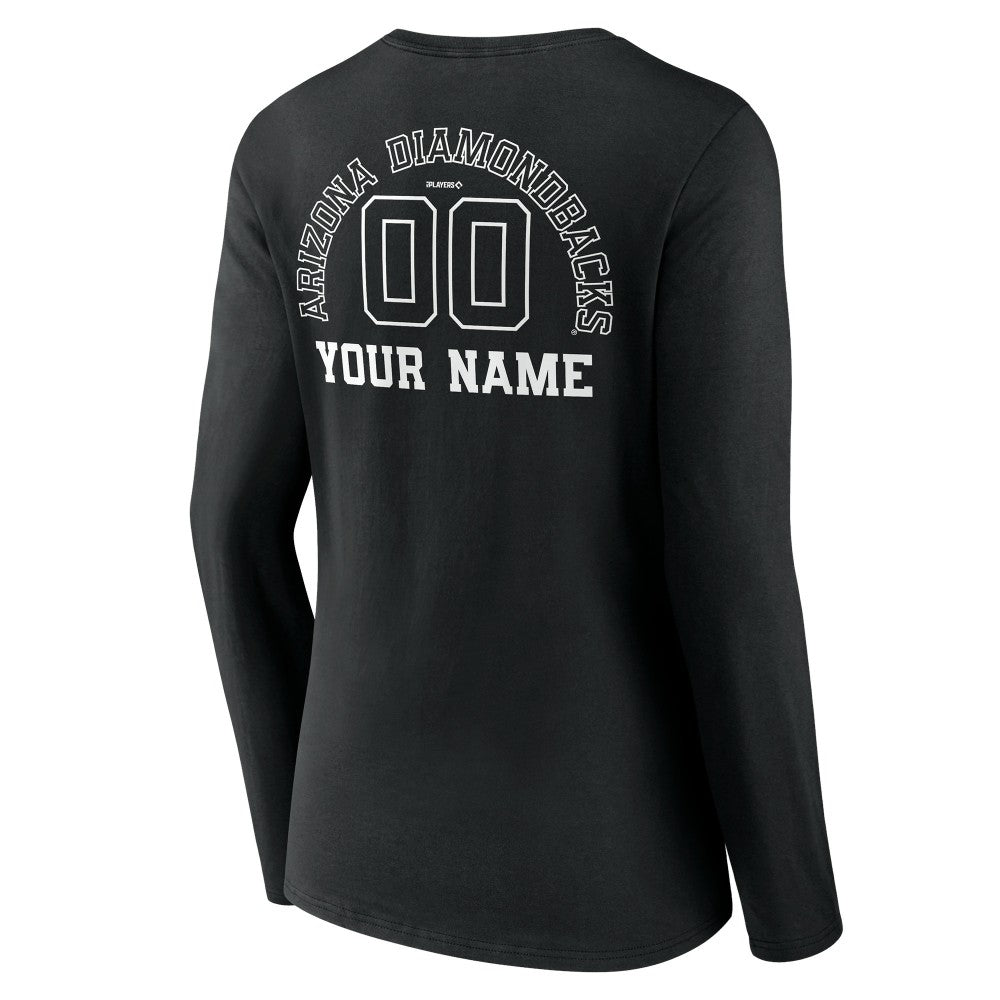 Arizona Diamondbacks Women's Monochrome Personalized Name & Number Long Sleeve V-Neck T-Shirt Near Me
