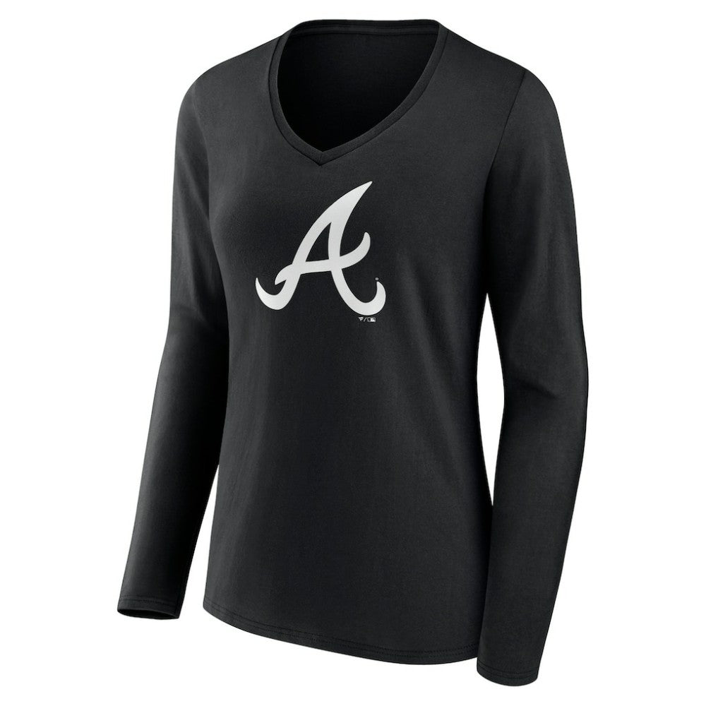Atlanta Braves Women's Monochrome Personalized Name & Number Long Sleeve V-Neck T-Shirt discount