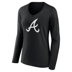 Atlanta Braves Women's Monochrome Personalized Name & Number Long Sleeve V-Neck T-Shirt discount