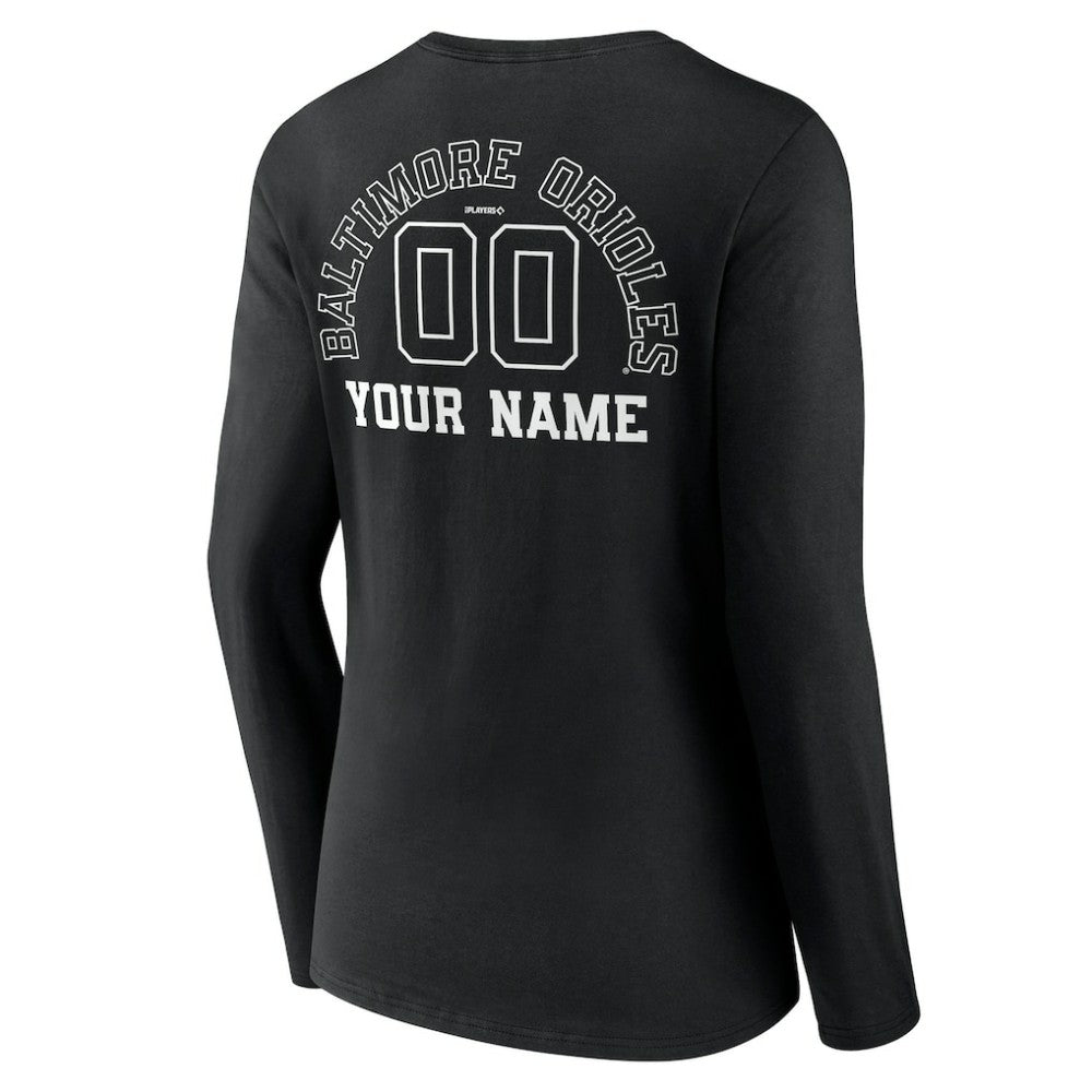Baltimore Orioles Women's Monochrome Personalized Name & Number Long Sleeve V-Neck T-Shirt Near Me