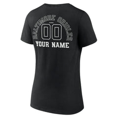 Baltimore Orioles Women's Monochrome Personalized Name & Number V-Neck T-Shirt On Sale