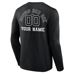 Boston Red Sox Monochrome Personalized Name & Number Long Sleeve T-Shirt On Sale