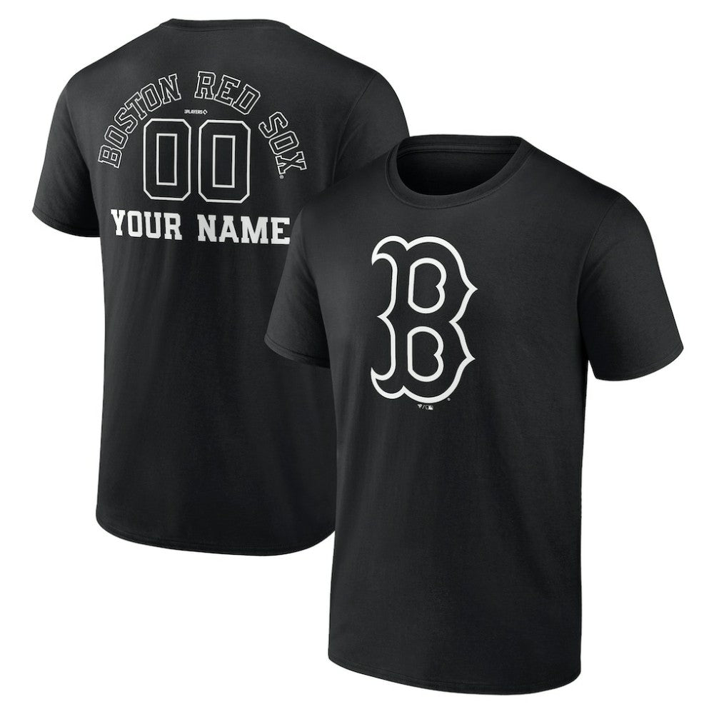 Boston Red Sox Monochrome Personalized Name & Number T-Shirt for sale