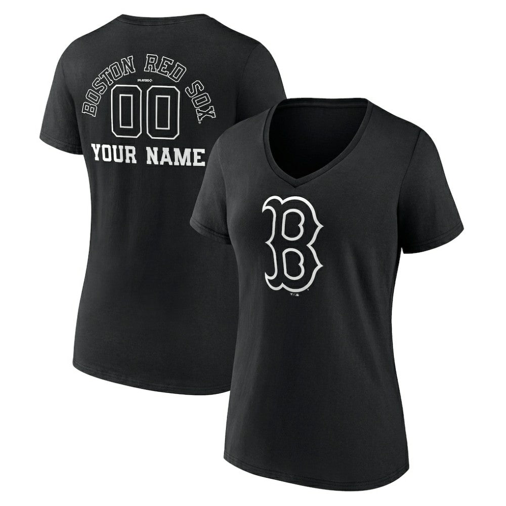 Boston Red Sox Women's Monochrome Personalized Name & Number V-Neck T-Shirt Online