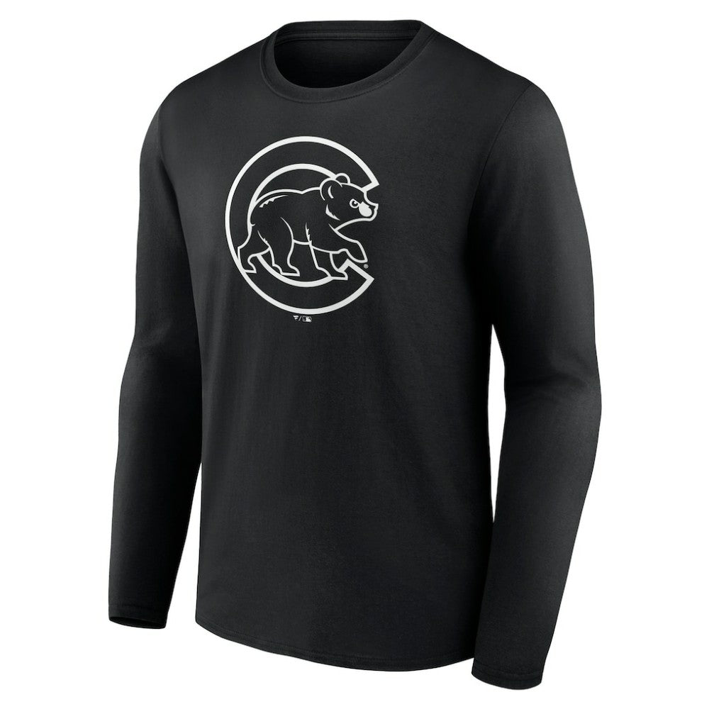 Chicago Cubs Monochrome Personalized Name & Number Long Sleeve T-Shirt for sale