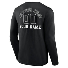 Chicago Cubs Monochrome Personalized Name & Number Long Sleeve T-Shirt for sale