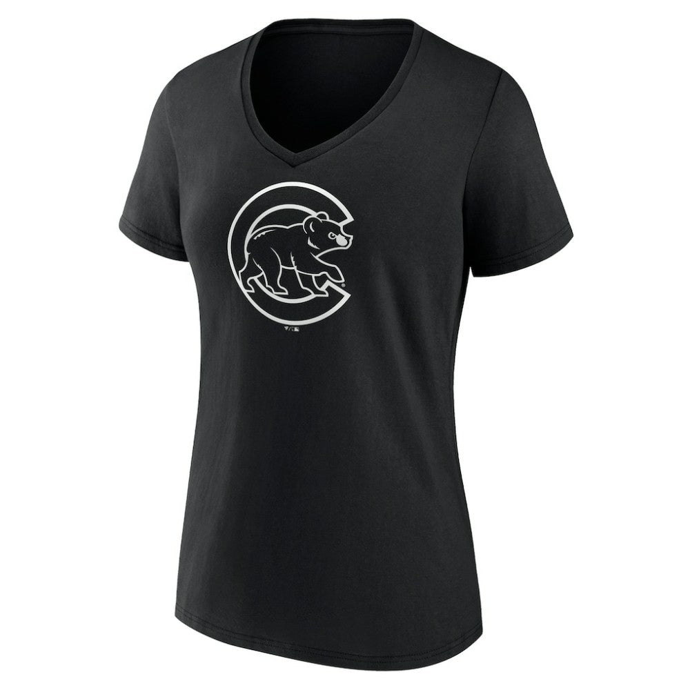 Chicago Cubs Women's Monochrome Personalized Name & Number V-Neck T-Shirt Near Me