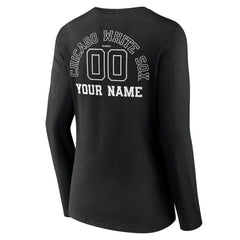Chicago White Sox Women's Monochrome Personalized Name & Number Long Sleeve V-Neck T-Shirt Clearance