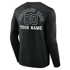 Cincinnati Reds Monochrome Personalized Name & Number Long Sleeve T-Shirt discount