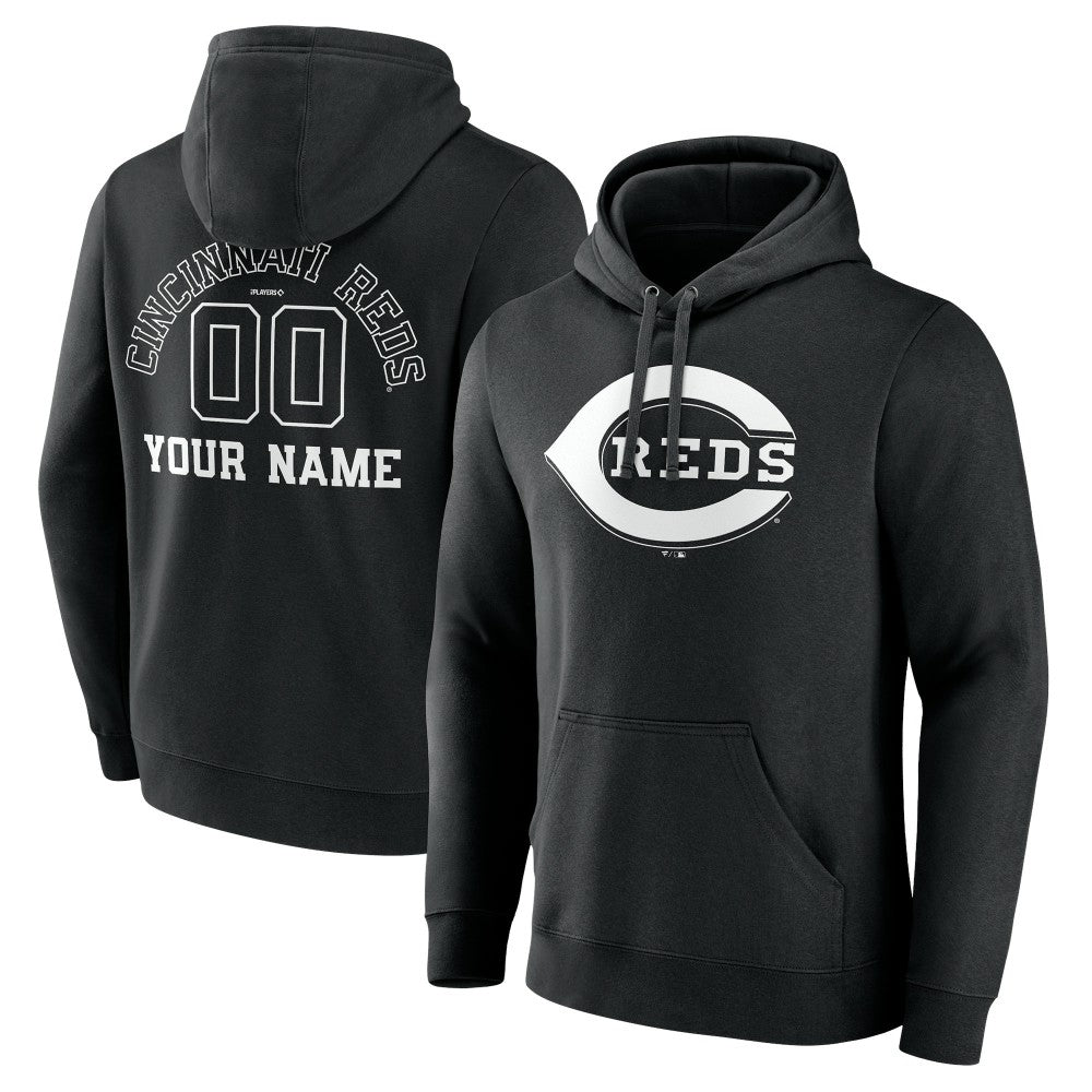 Cincinnati Reds Monochrome Personalized Name & Number Pullover Hoodie Near Me