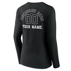 Cincinnati Reds Women's Monochrome Personalized Name & Number Long Sleeve V-Neck T-Shirt Sale