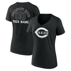 Cincinnati Reds Women's Monochrome Personalized Name & Number V-Neck T-Shirt On Sale