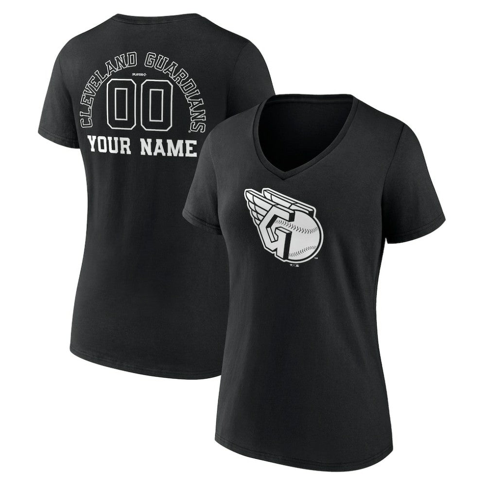 Cleveland Guardians Women's Monochrome Personalized Name & Number V-Neck T-Shirt Online