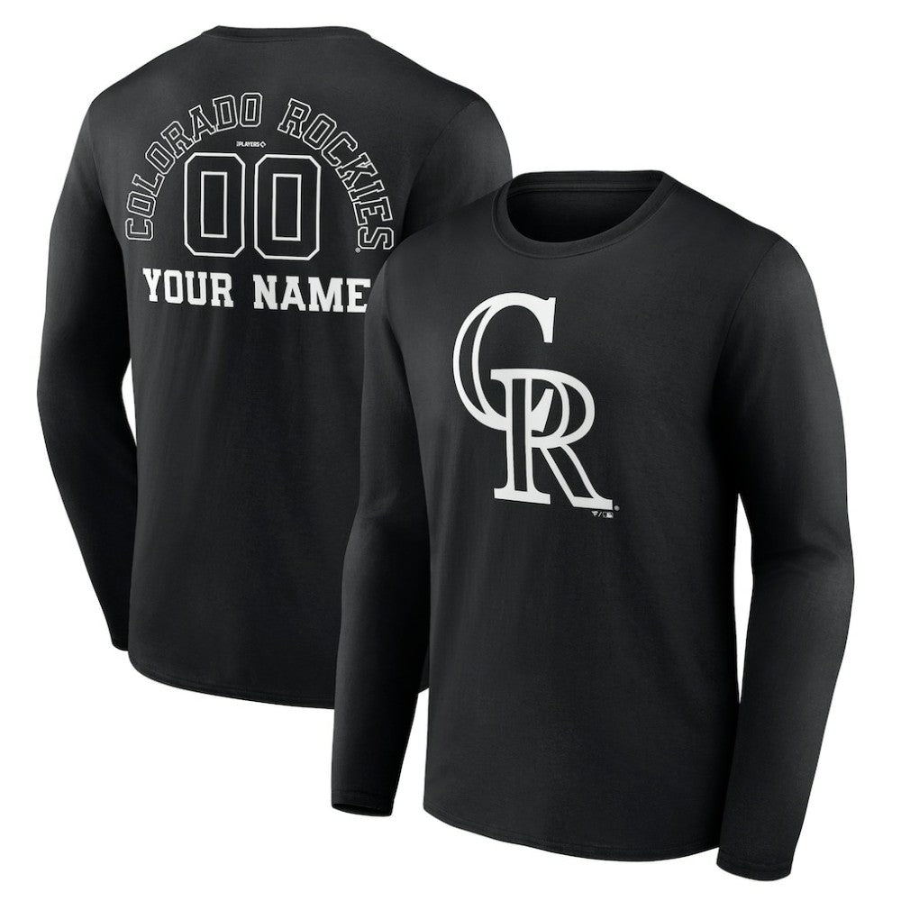 Colorado Rockies Monochrome Personalized Name & Number Long Sleeve T-Shirt discount