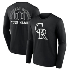 Colorado Rockies Monochrome Personalized Name & Number Long Sleeve T-Shirt discount