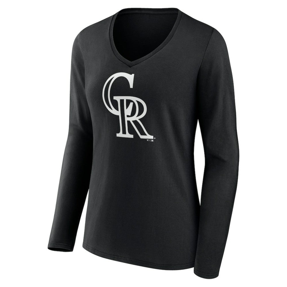 Colorado Rockies Women's Monochrome Personalized Name & Number Long Sleeve V-Neck T-Shirt Sale