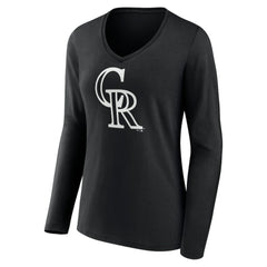 Colorado Rockies Women's Monochrome Personalized Name & Number Long Sleeve V-Neck T-Shirt Sale