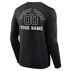 Detroit Tigers Monochrome Personalized Name & Number Long Sleeve T-Shirt Sale