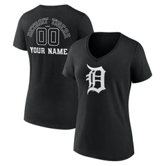Detroit Tigers Women's Monochrome Personalized Name & Number V-Neck T-Shirt Sale