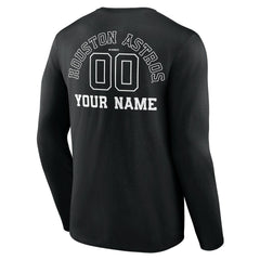 Houston Astros Monochrome Personalized Name & Number Long Sleeve T-Shirt Lifestyle