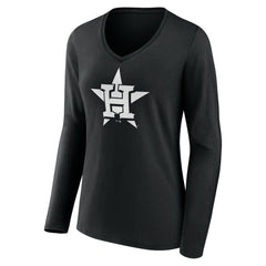 Houston Astros Women's Monochrome Personalized Name & Number Long Sleeve V-Neck T-Shirt discount