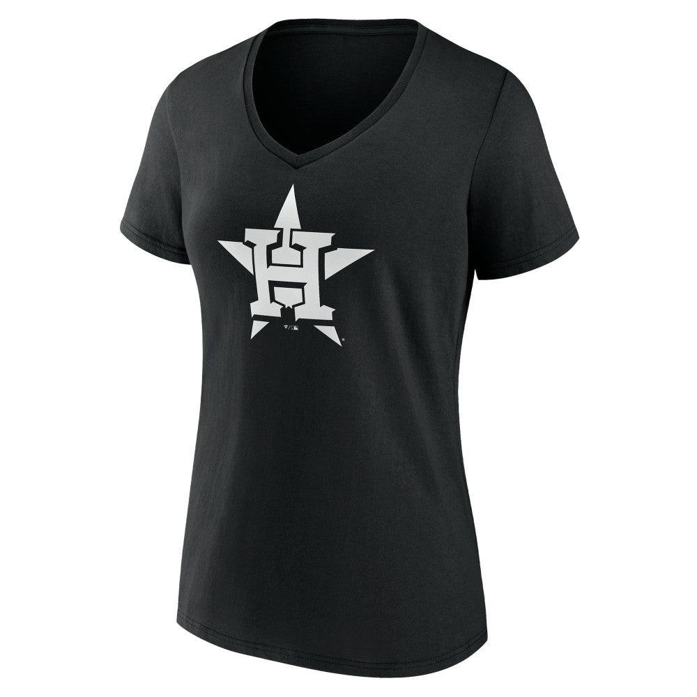 Houston Astros Women's Monochrome Personalized Name & Number V-Neck T-Shirt Lifestyle