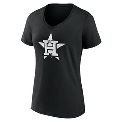Houston Astros Women's Monochrome Personalized Name & Number V-Neck T-Shirt Lifestyle