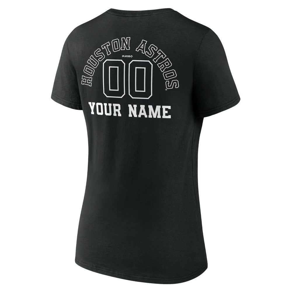 Houston Astros Women's Monochrome Personalized Name & Number V-Neck T-Shirt Lifestyle