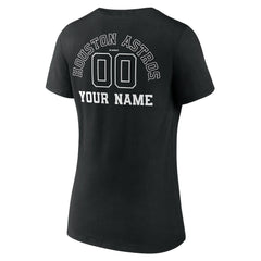 Houston Astros Women's Monochrome Personalized Name & Number V-Neck T-Shirt Lifestyle