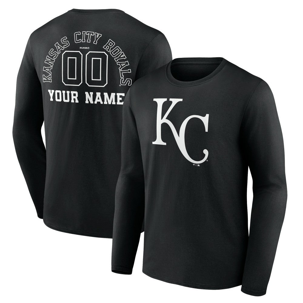 Kansas City Royals Monochrome Personalized Name & Number Long Sleeve T-Shirt Clearance