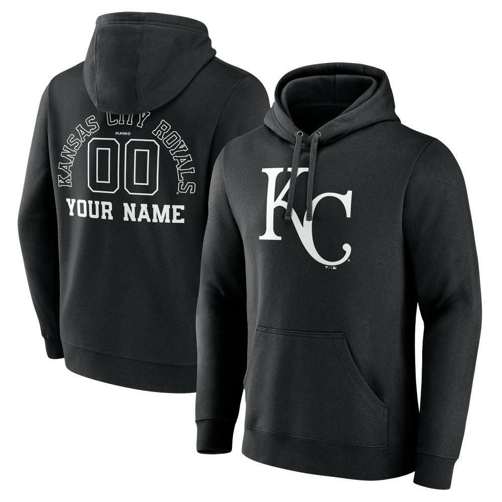 Kansas City Royals Monochrome Personalized Name & Number Pullover Hoodie Clearance