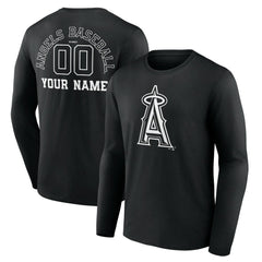 Los Angeles Angels Monochrome Personalized Name & Number Long Sleeve T-Shirt Sale