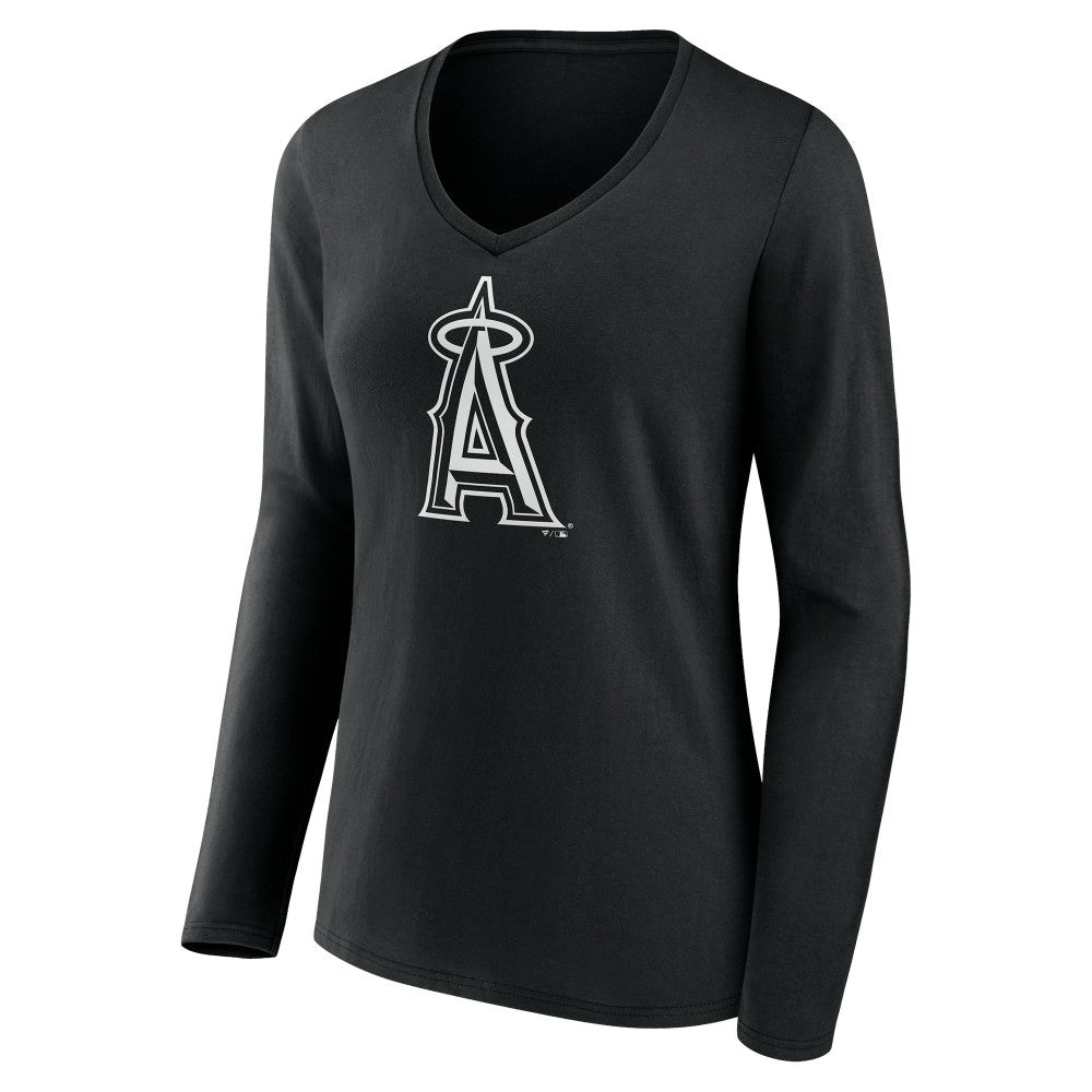 Los Angeles Angels Women's Monochrome Personalized Name & Number Long Sleeve V-Neck T-Shirt Near Me
