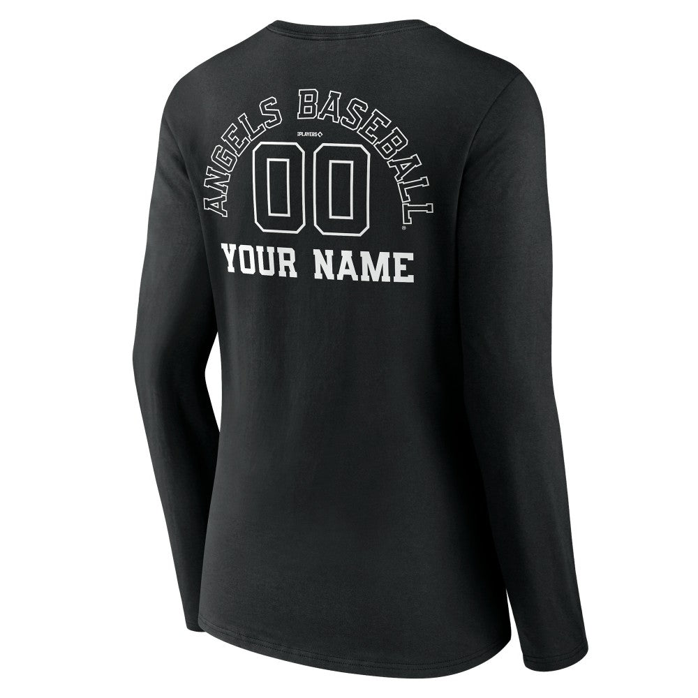 Los Angeles Angels Women's Monochrome Personalized Name & Number Long Sleeve V-Neck T-Shirt Near Me