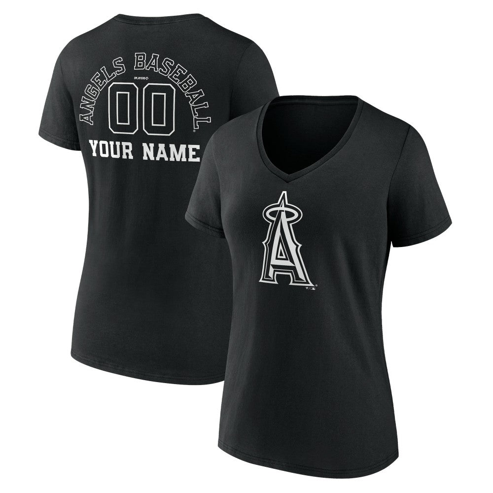 Los Angeles Angels Women's Monochrome Personalized Name & Number V-Neck T-Shirt Sale