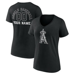 Los Angeles Angels Women's Monochrome Personalized Name & Number V-Neck T-Shirt Sale