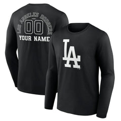 Los Angeles Dodgers Monochrome Personalized Name & Number Long Sleeve T-Shirt Sale