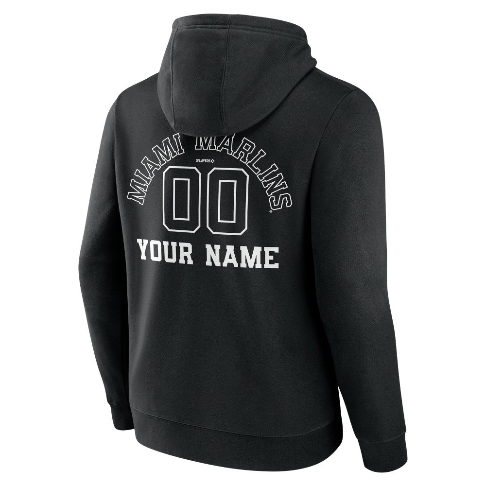 Miami Marlins Monochrome Personalized Name & Number Pullover Hoodie Lifestyle