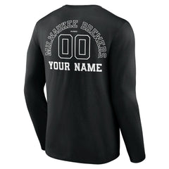 Milwaukee Brewers Monochrome Personalized Name & Number Long Sleeve T-Shirt Near Me