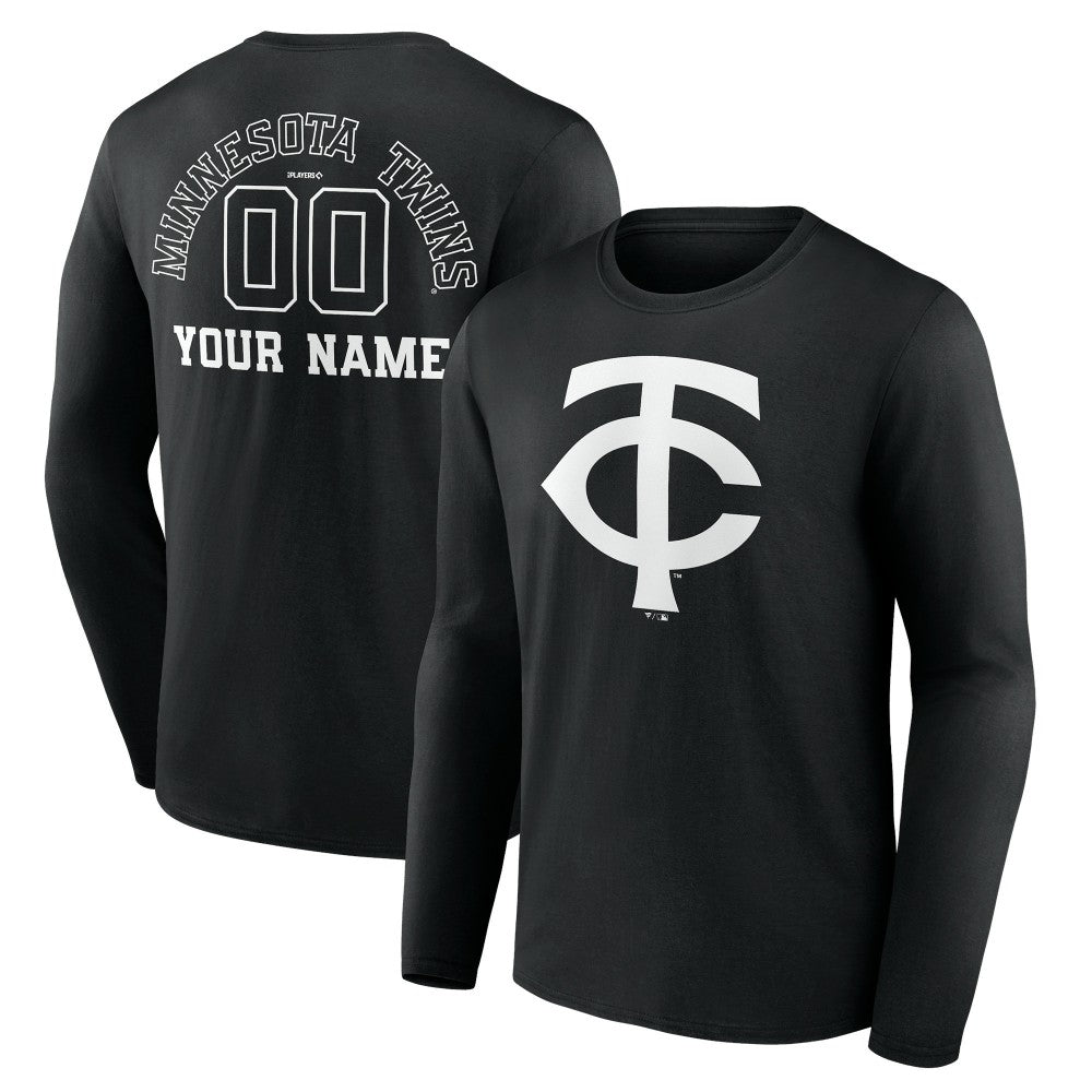 Minnesota Twins Monochrome Personalized Name & Number Long Sleeve T-Shirt Lifestyle