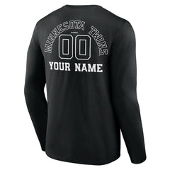 Minnesota Twins Monochrome Personalized Name & Number Long Sleeve T-Shirt Lifestyle