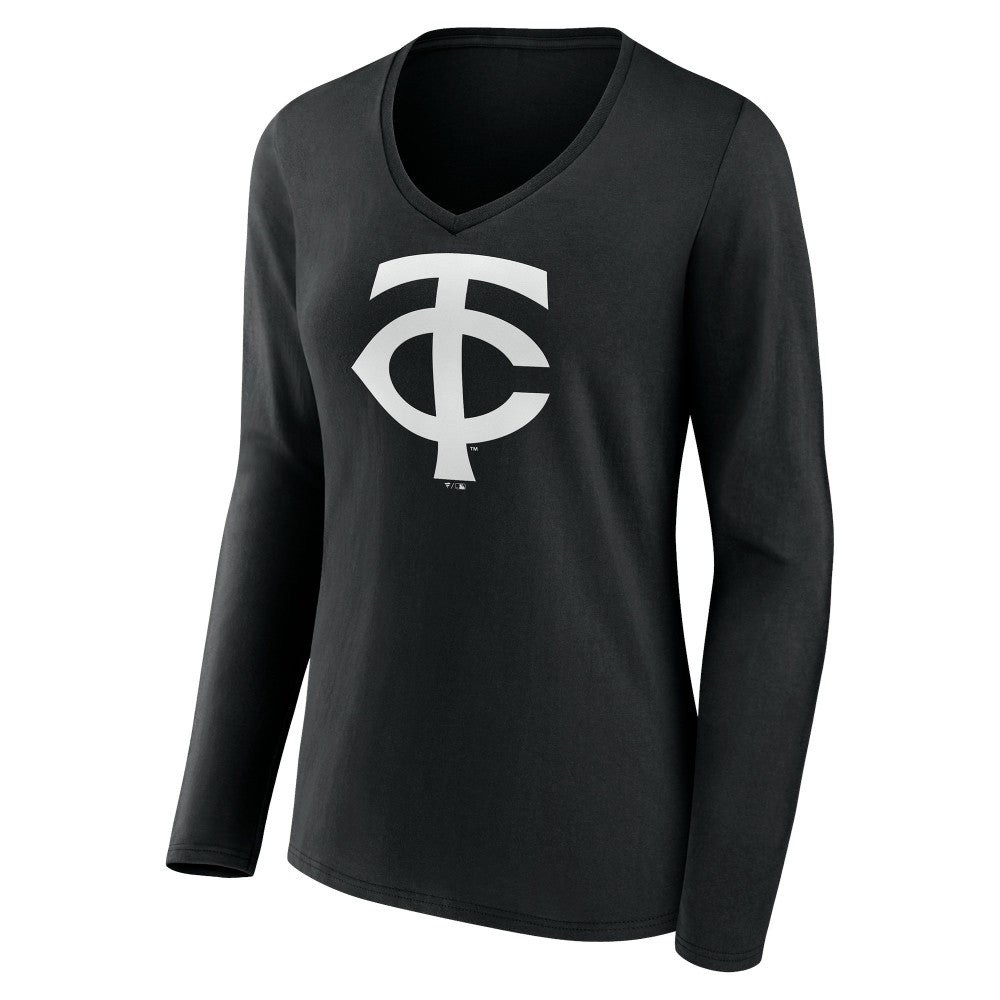 Minnesota Twins Women's Monochrome Personalized Name & Number Long Sleeve V-Neck T-Shirt Clearance