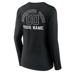 Minnesota Twins Women's Monochrome Personalized Name & Number Long Sleeve V-Neck T-Shirt Clearance