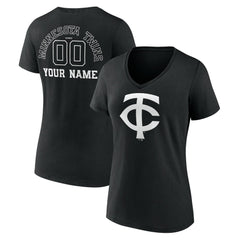 Minnesota Twins Women's Monochrome Personalized Name & Number V-Neck T-Shirt On Sale