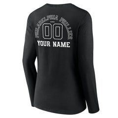 Philadelphia Phillies Women's Monochrome Personalized Name & Number Long Sleeve V-Neck T-Shirt Online