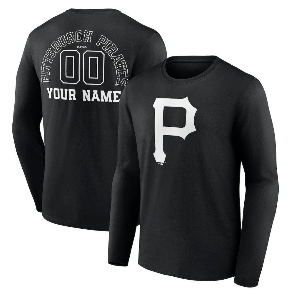 Pittsburgh Pirates Monochrome Personalized Name & Number Long Sleeve T-Shirt Online