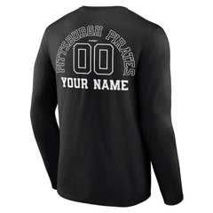 Pittsburgh Pirates Monochrome Personalized Name & Number Long Sleeve T-Shirt Online