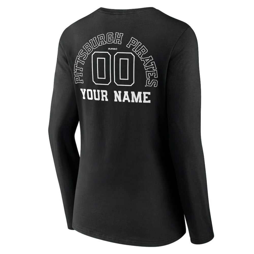 Pittsburgh Pirates Women's Monochrome Personalized Name & Number Long Sleeve V-Neck T-Shirt Online